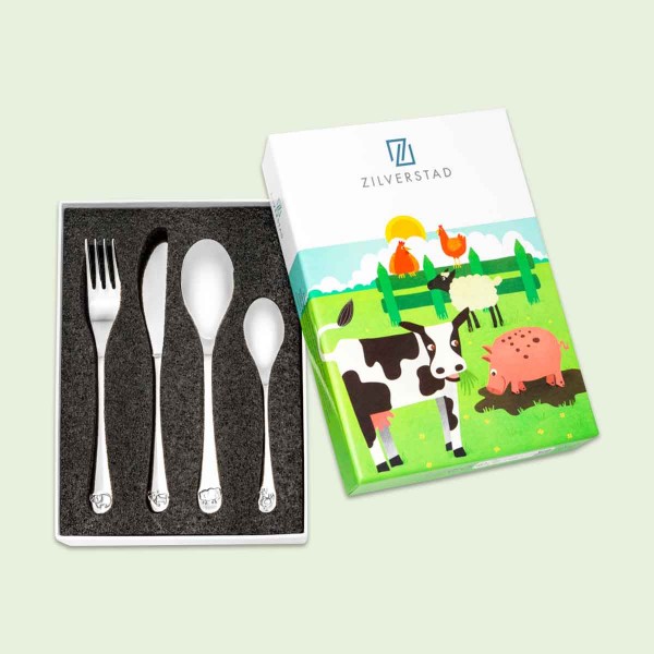 Four-piece children&#039;s cutlery set, &#039;Farm Animals&#039;