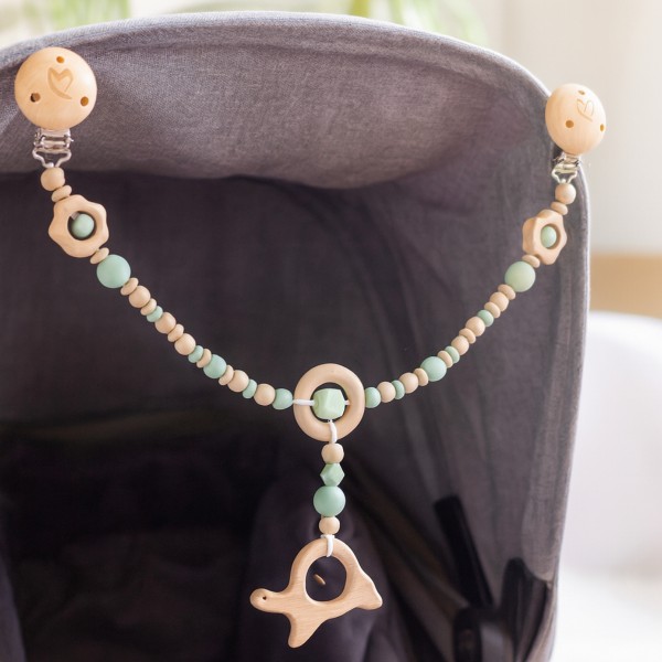 Chaîne d&#039;activités pour poussette, Tortue &amp; Clochette, menthe