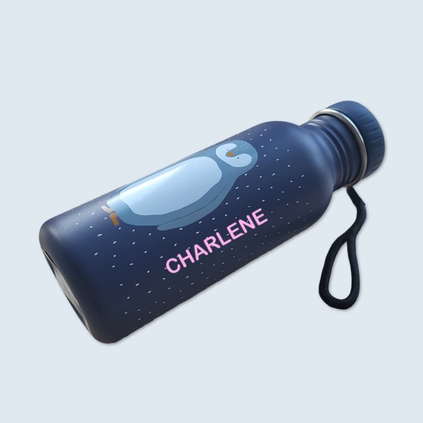 Grande bouteille en acier 500ml, Monsieur Pingouin