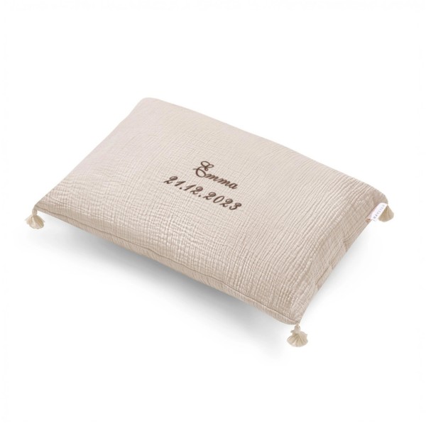 Coussin décoratif avec glands, Beige, 60x50