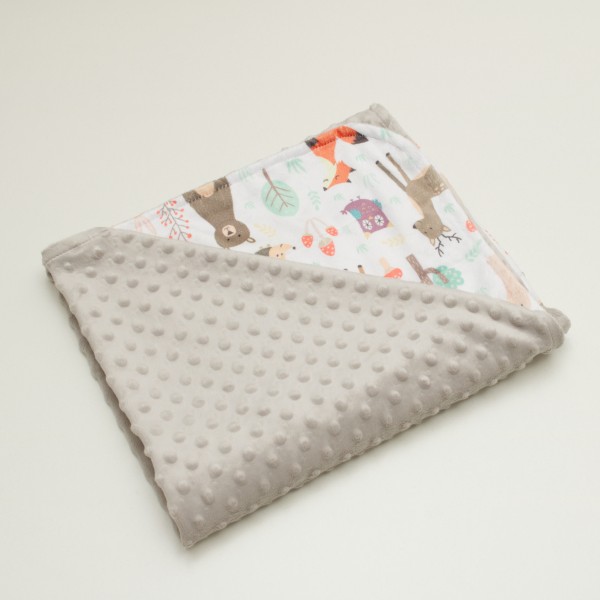Couverture Minky - Animaux de la forêt, beige