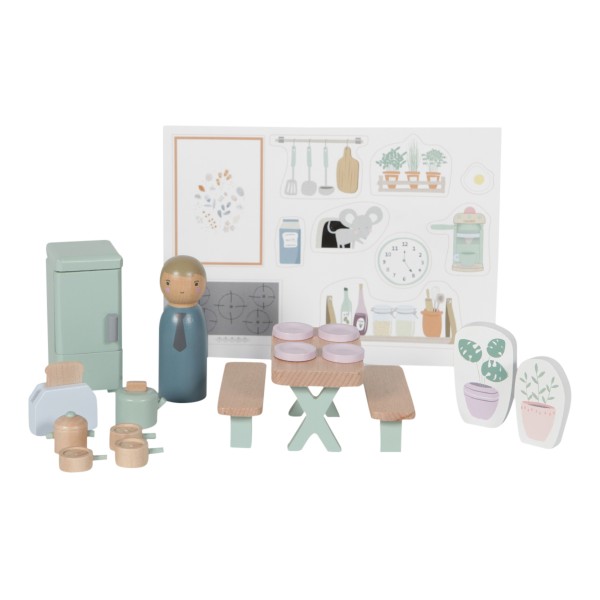 Jeu de cuisine pour maison de poupées - 19 pièces