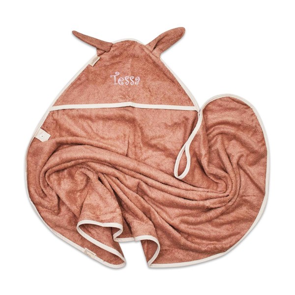 Grand linge à capuche lapin, grand, vieux rose