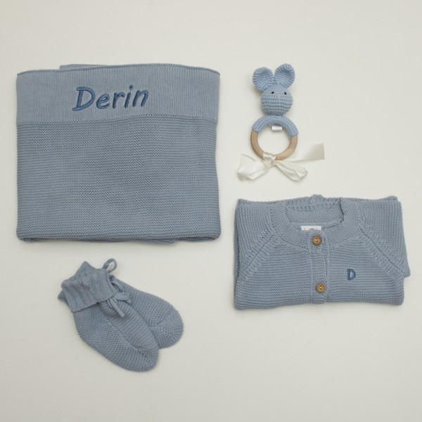 Knitted Baby Gift Set Deluxe, Blue