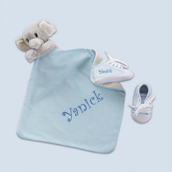 Doudou &amp; chaussures bébé, éléphant et bleu