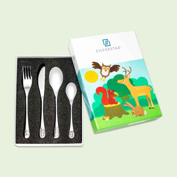 Four-piece children&#039;s cutlery set, &#039;Forest Animals&#039;