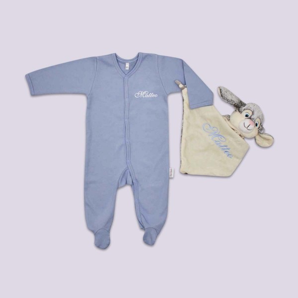 "Baby Schlaf-Set ""Basics"", Strampler & Schmusetuch, Blau, 1"