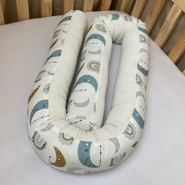 Bed Snake Waffle Pique, Blue Rainbow