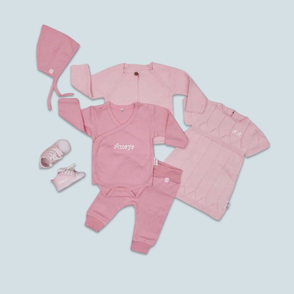 "Baby-Strickset""Komplett"" mit Schuhe, Rosa, 1"