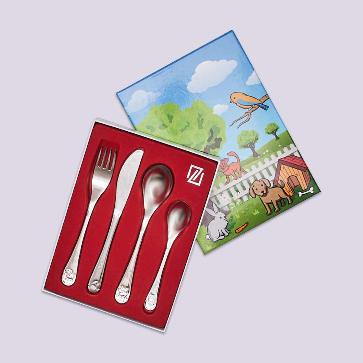 Coffret 4 couverts enfant personnalisés - Animaux de la Forêt