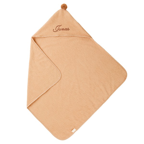 Hooded bath towel, Camel