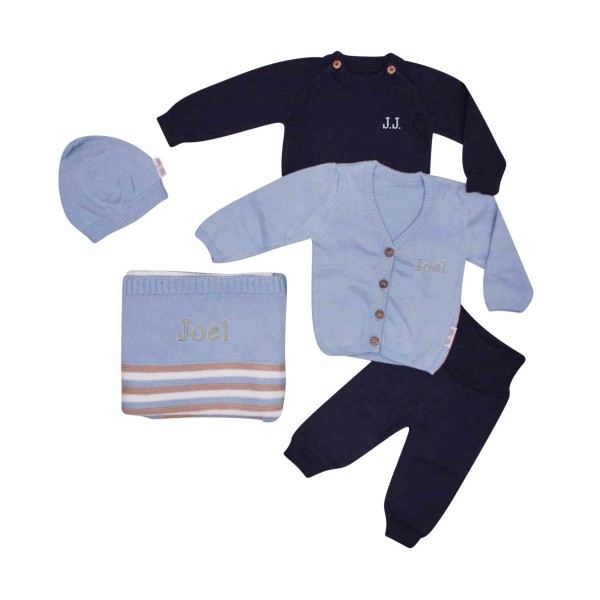 Baby Geschenkset Strick, Blau
