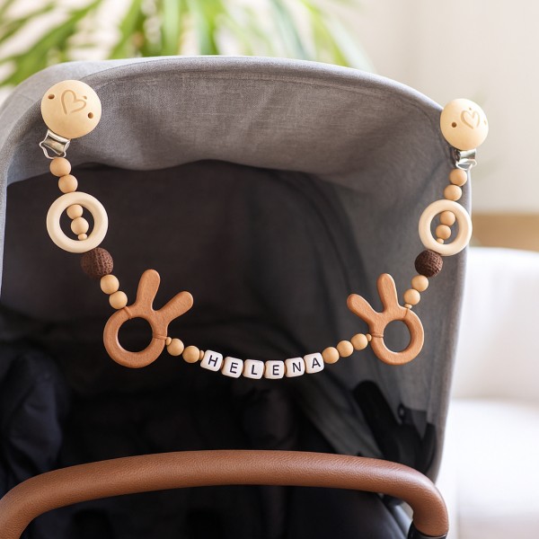 Kinderwagenkette, Häschen, Braun