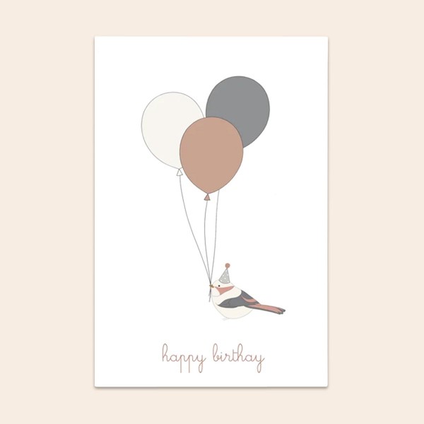 Greeting card &quot;Birdie&quot; with balloons