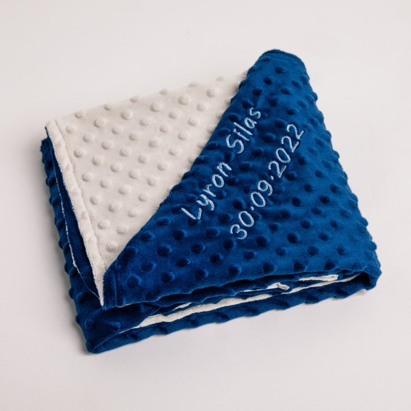 Babydecke, Zweifarbig Navy, Minky