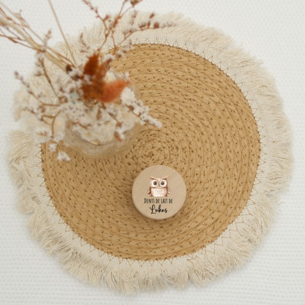 Boîte à dents en bois hibou