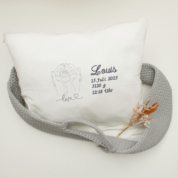 Geburtskissen Love, Creme