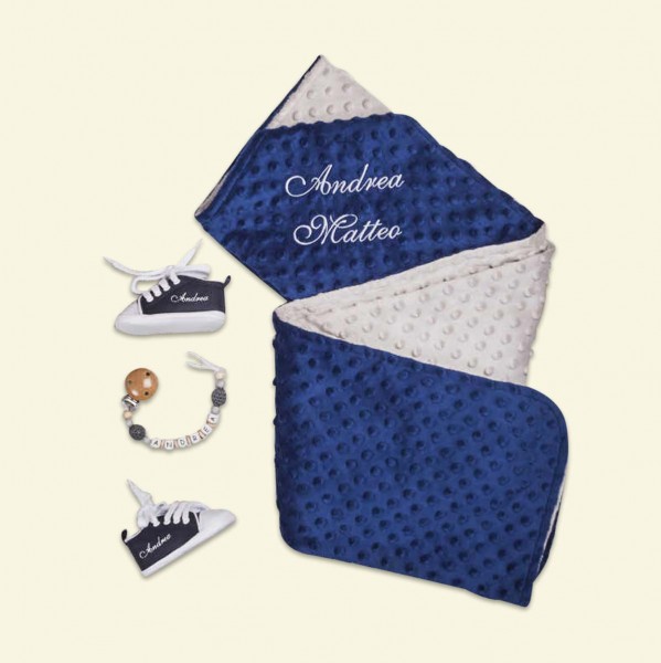 Set Navy, Minkydecke, Schuhe und Nuggikette, 1