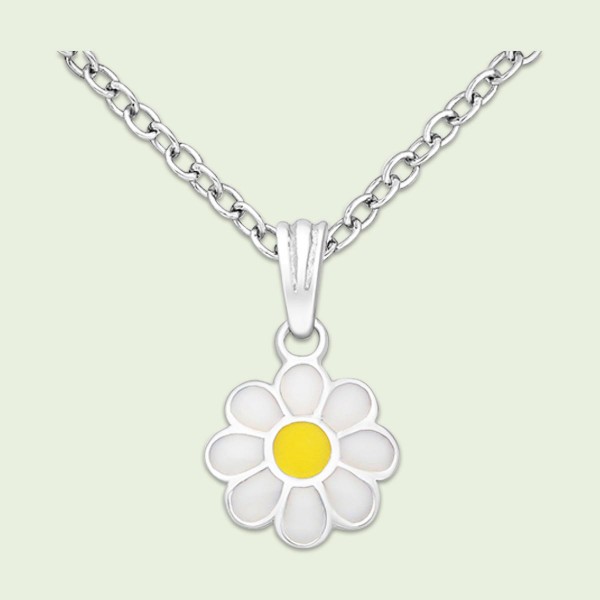 38cm necklace, with pendant, flower, 925 silver, enamelled