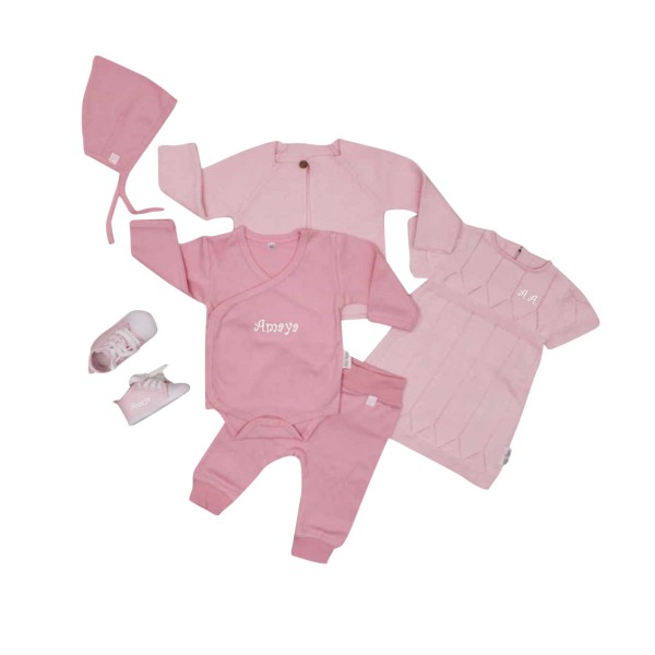 Coffret tricot &quot;Complet&quot; - tenue complète avec chaussures, rose