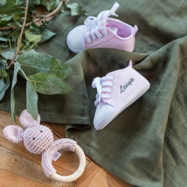 Couverture minky &amp; chaussures bébé, rose
