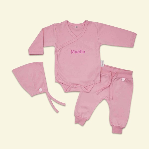 "Baby-Set ""Basics"", Body, Hose & Mütze, Rosa, 1"