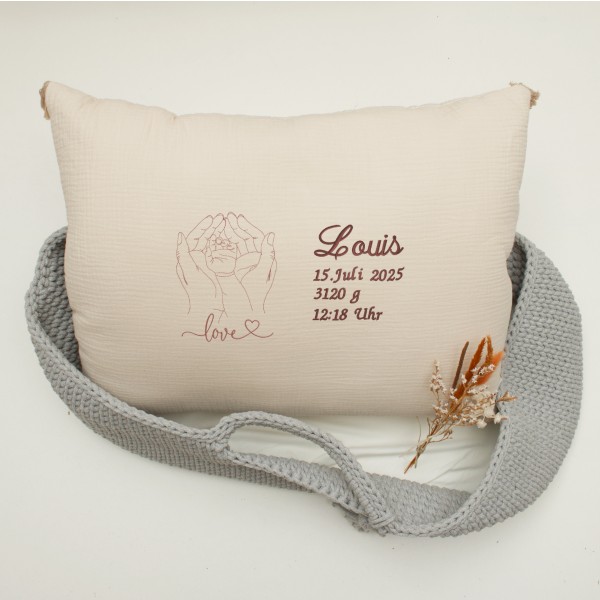 Geburtskissen Love, Beige